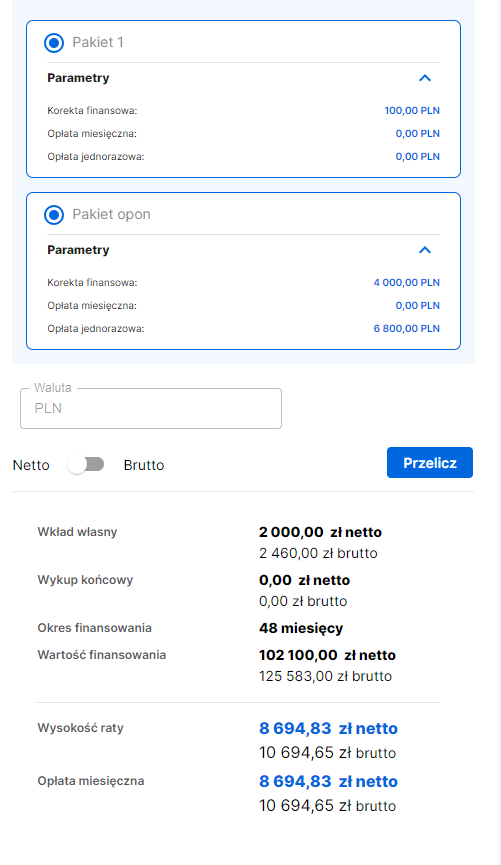 add vap form parameters calc vaps