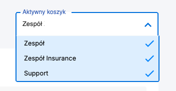 Aktywny koszyk - wybór zespołu